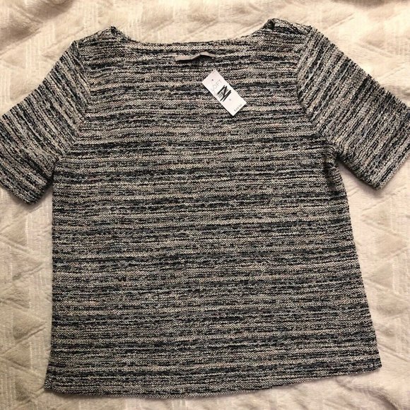 Ann Taylor Loft Rainbow Tweed Short Sleeve Top - Picture 1 of 7